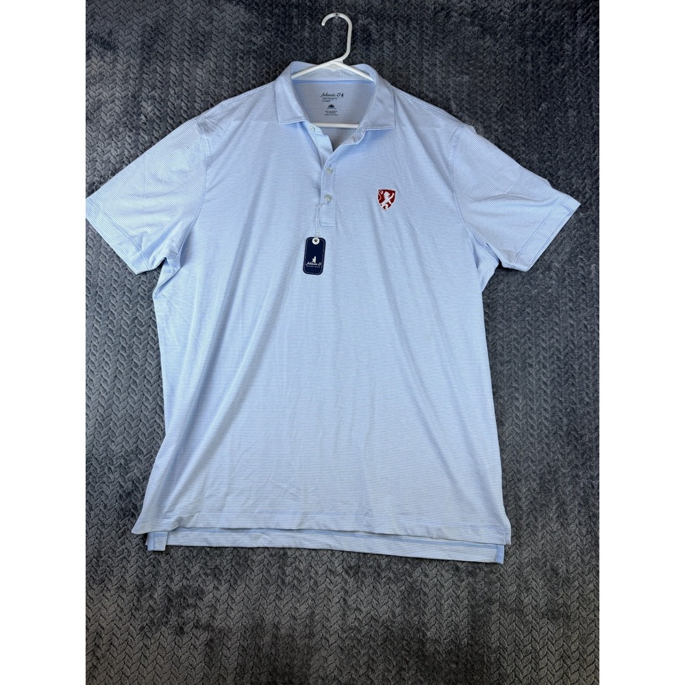 Johnnie-O Performance Polo Shirt Mens XL Blue Striped UPF 50 Sun Protection Golf